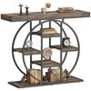Industrial Console Table with Storage Shelves - Rustic Brown