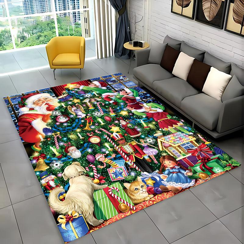 3D HD Printing Christmas Large Area Carpet for Living Room Cartoon Children's Bedroom Sofa Doormat Floor Rug Anti-slip Decor Mat