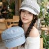 Solid Color Elegant Artist Beret Women Versatile Octagonal Newsboy Hat Spring Retro Denim Cloud Berets Cap Japanese Painter Hat