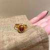 Retro Brown Stone Rings for Women Girls Sun Irregular Gold Color Aesthetic Rings Opening Adjustable Ring Fashion Jewelry Gifts