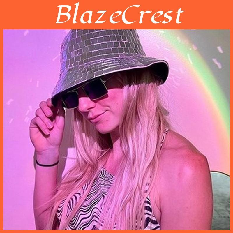 Discobuckethat Glitter Glass Sequin Fisherman Hat With Sun Protection For Nightclub And Party