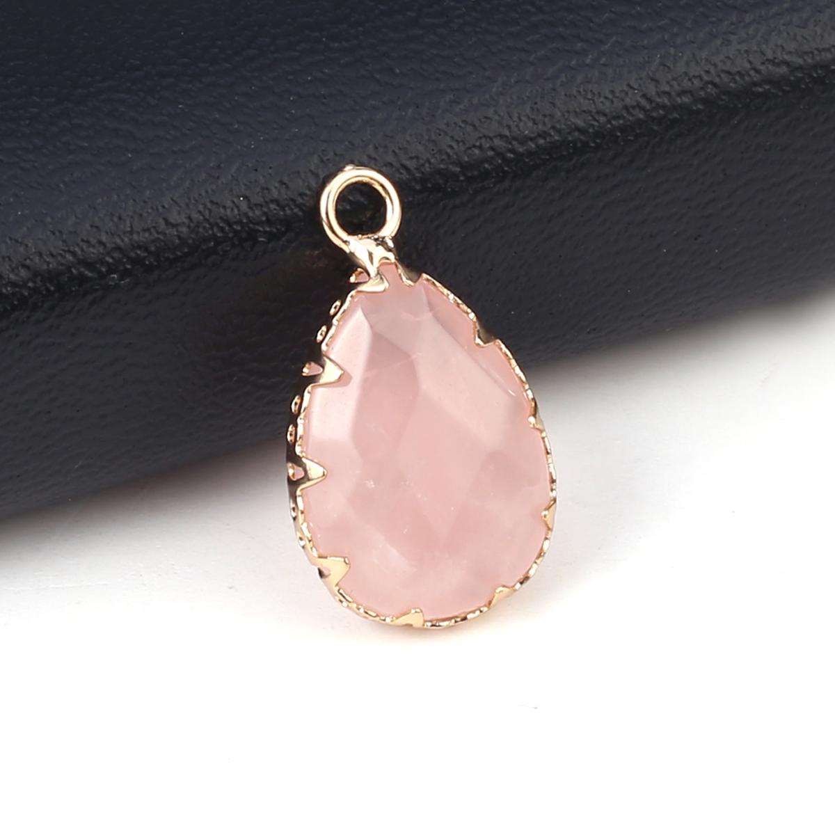 

2 шт., небольшой кулон из натурального камня, граненый кулон в форме капли для изготовления ювелирных изделий, ожерелье, серьги, аксессуар для браслета 2Pcs/Rose Quartz