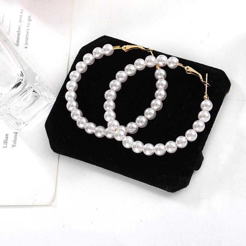 Oversize Hoop Earrings for Women Acrylic Beads Imitaiton Pearl Women Earrings Colorful Beads Round Earrings Pendientes Acrilicos