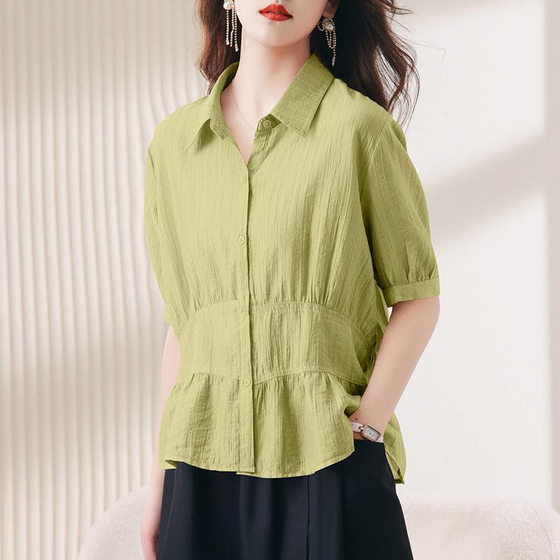 Stylish Tencel Short-Sleeve Top for Women: Age-Defying Summer Fashion