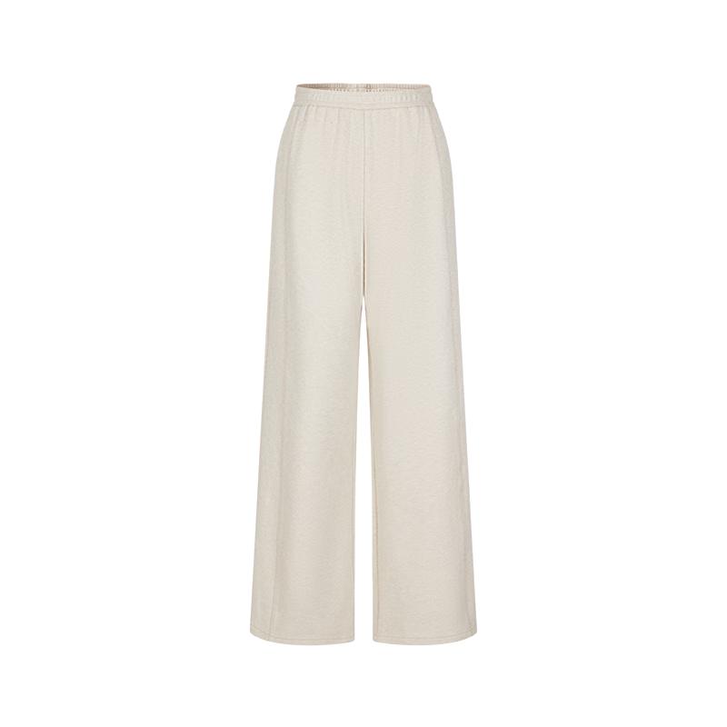 JIU ZI AN NA KOU Women's Free Pants Relaxed Plush-Lined Wide-Leg Trousers
