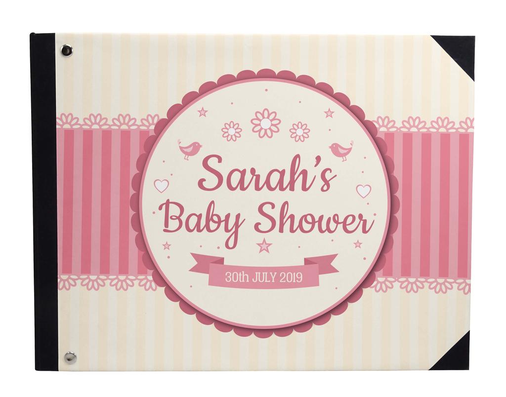 Darling Souvenir Blue Seamless Heart & Baby Objects Personalized Printed Baby Shower  Guest  Book  Scrapbook-7 x 9