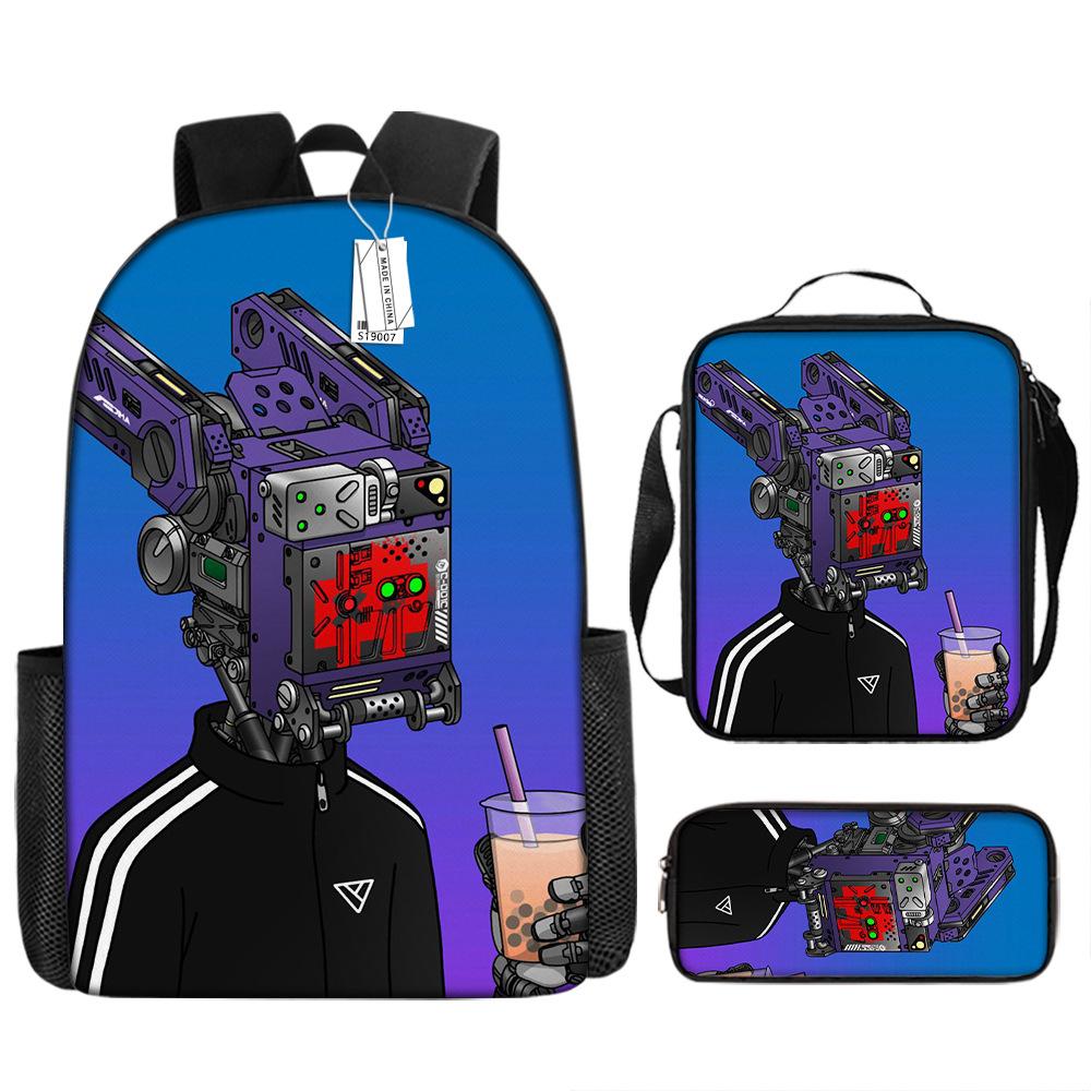 Toilet backpack European and American retro schoolbag fourth grade bag sketch large capacity portable bag