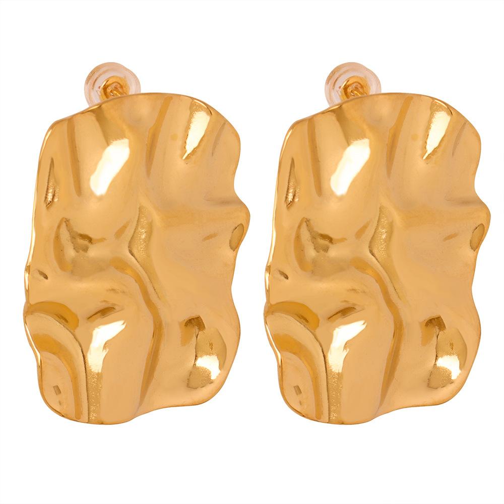 Wrinkle Texture Earrings For Women Needle Charm Jewelry French Irregular Metal Earrings