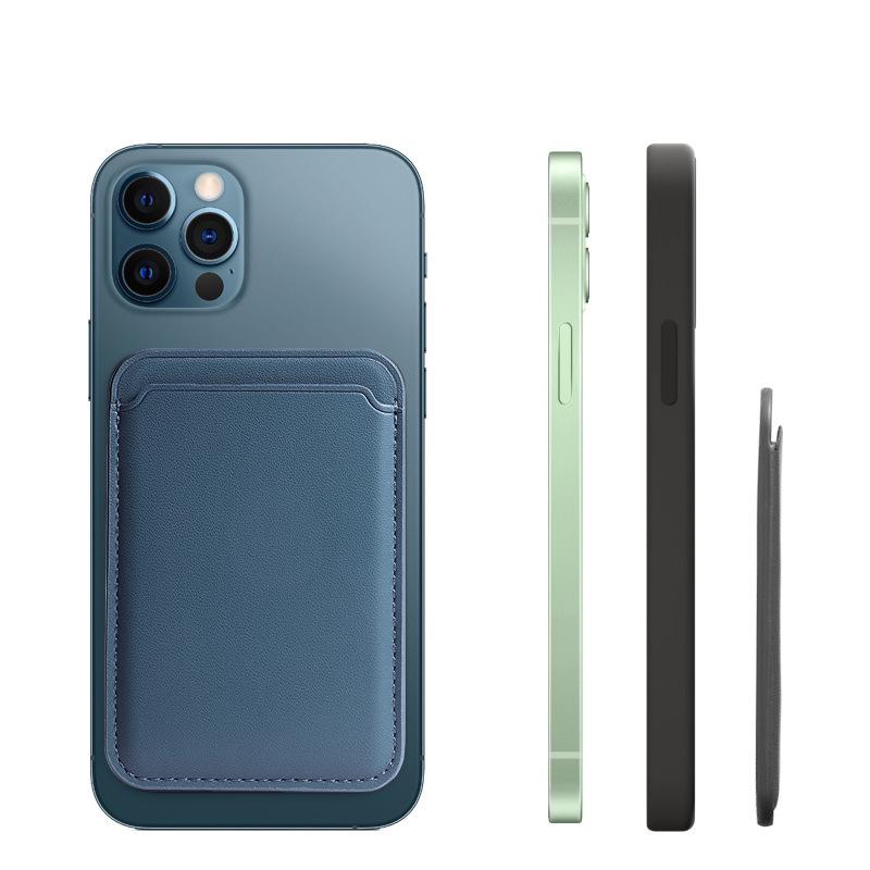 Compatible with Apple 15 MagSafe: Strong Magnetic Leather Card Holder for iPhone 12/13/14 Pro