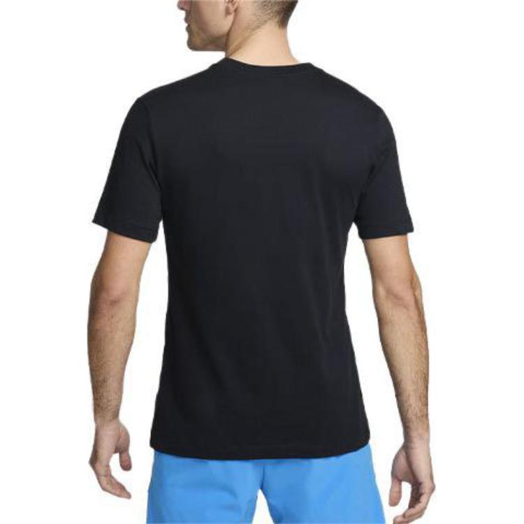 Nike Rafa Geometric Pattern Ribbed Crew Neck Tennis T-Shirt Men Tops Black FV8436-010