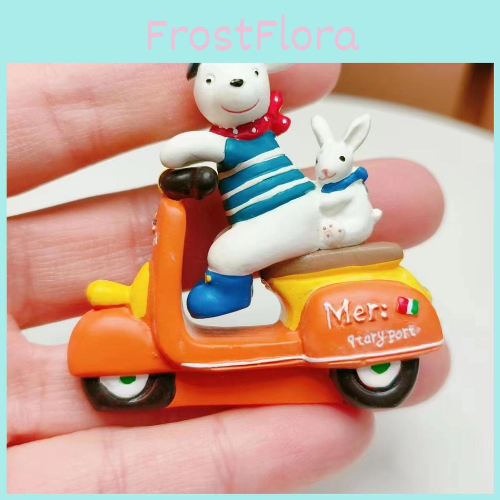 Resin Cartoon Dog Rabbit Miniature Ride Motorcycle For Desk Decor And Gift Giving