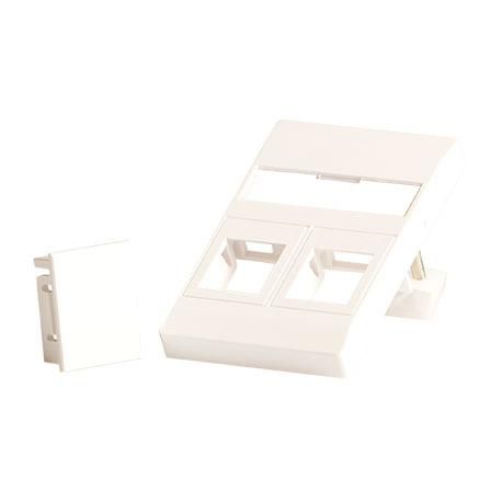 Lanview Angled Wall Plate for 2 Keystones, Fits 50x75 LK FUGA Socket, White, LVN126105