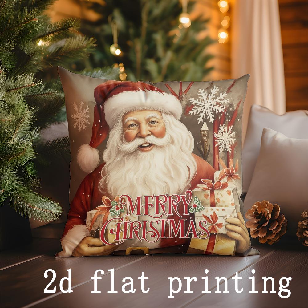 Dekokissenbezüge mit Santa- und Weihnachtsmotiv, Muster-Kissenbezug, geeignet für Sofa, Schlafzimmer, Auto-Kissenbezug