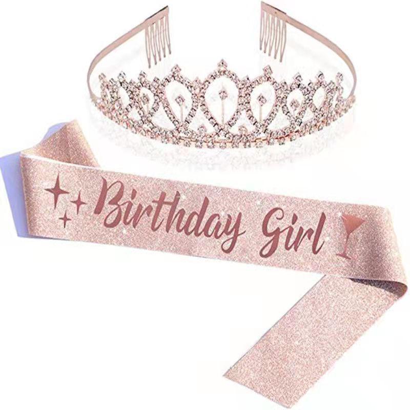 European and American Birthday Crown Headband Hairpin - "Happy Birthday"