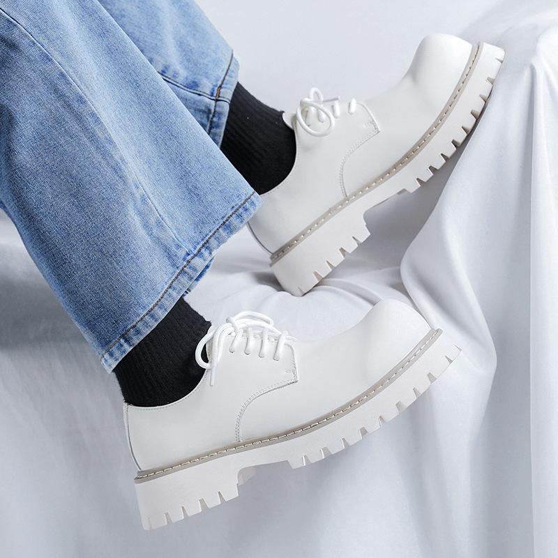 Big Head Derby Skor Herrskor Med Tjock Sula Höjdökande Brittisk Stil Lågskurna Rabarberstövlar Verktygsläder Skor 1035-M