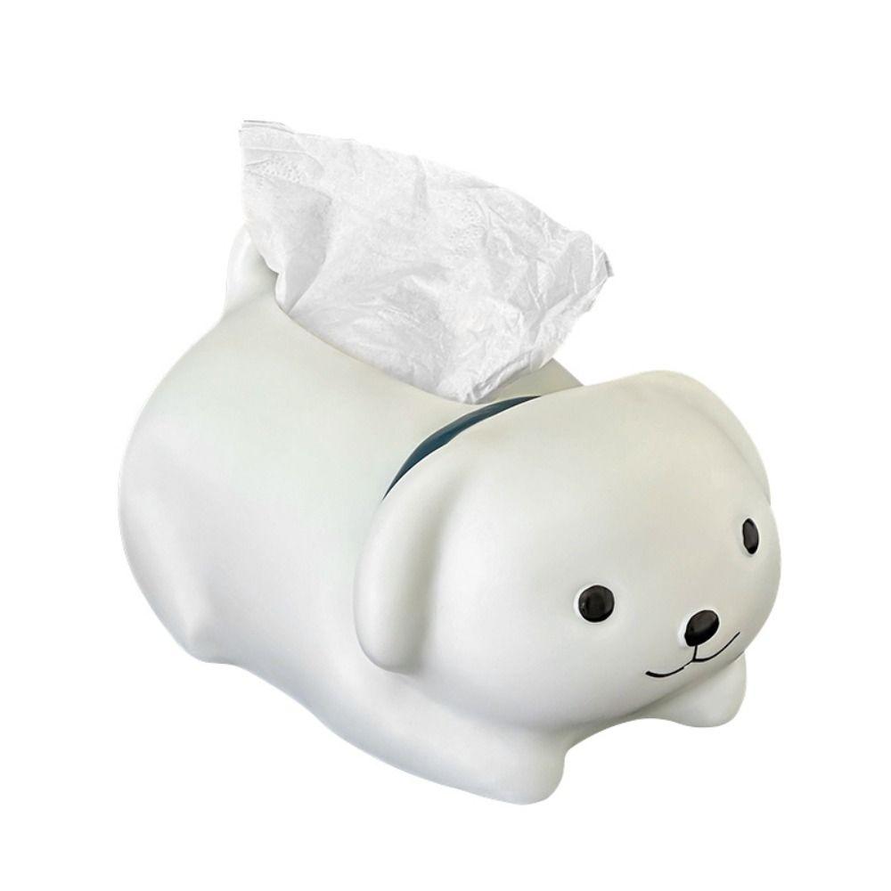 Decorative Little Dog Tissue Storage Box Figure Model Little White Dog Model Toy  Home Decoration