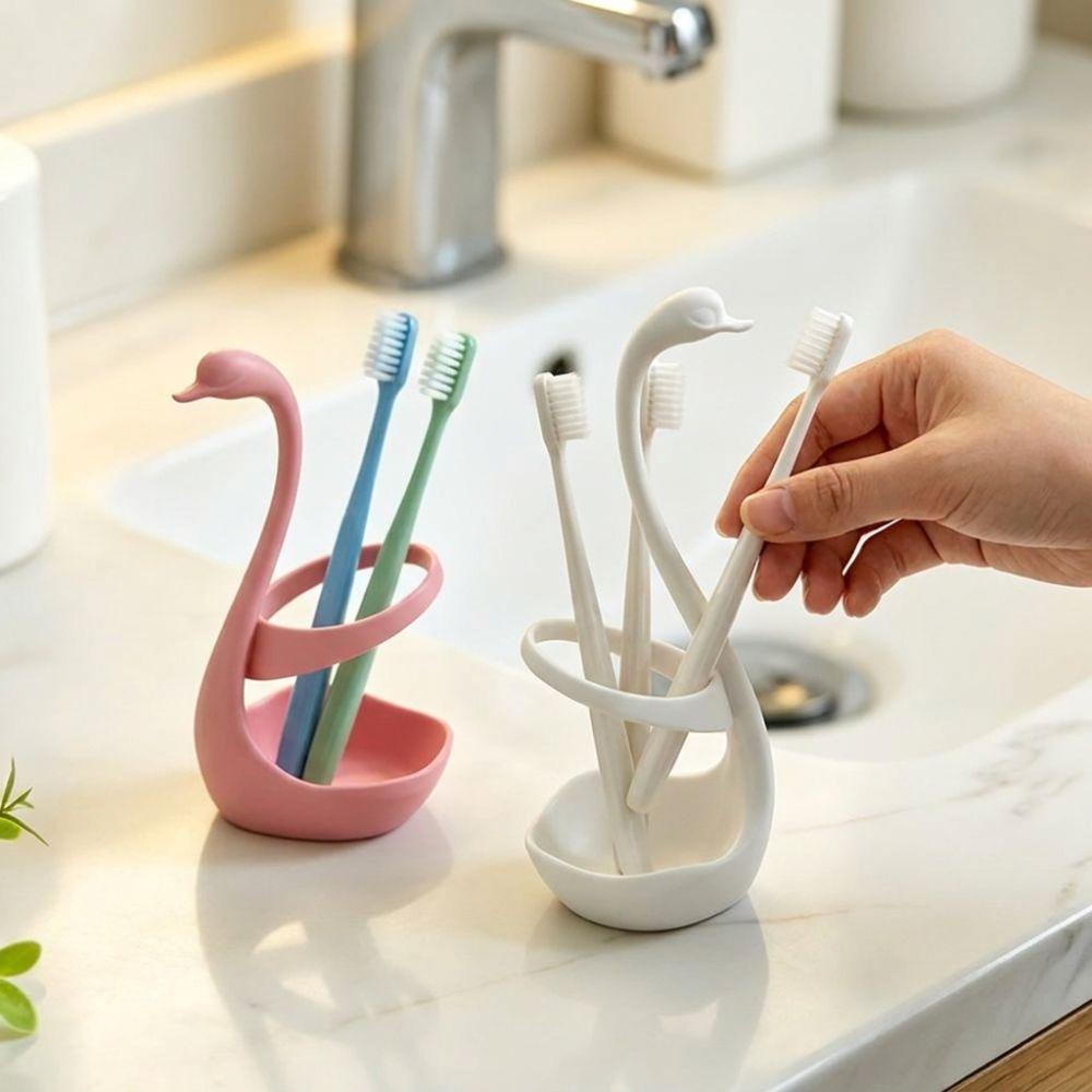 Plastic Swan Toothbrush Holder 3D Printing Toothpaste Stand Base Makeup Brush Shelf  Home Use
