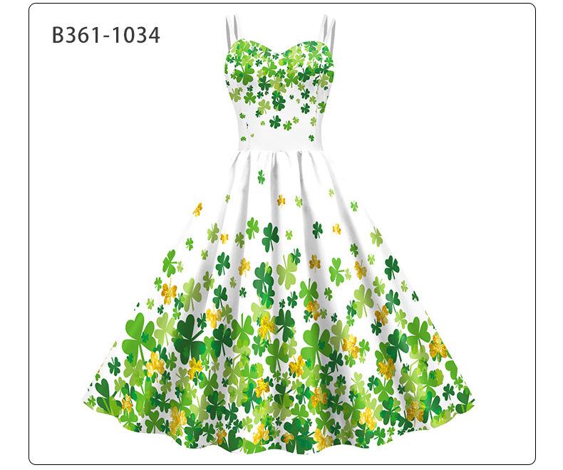 Women's Spaghetti Strap Clover Dress - St. Patrick's Day Irish Festival Clothing