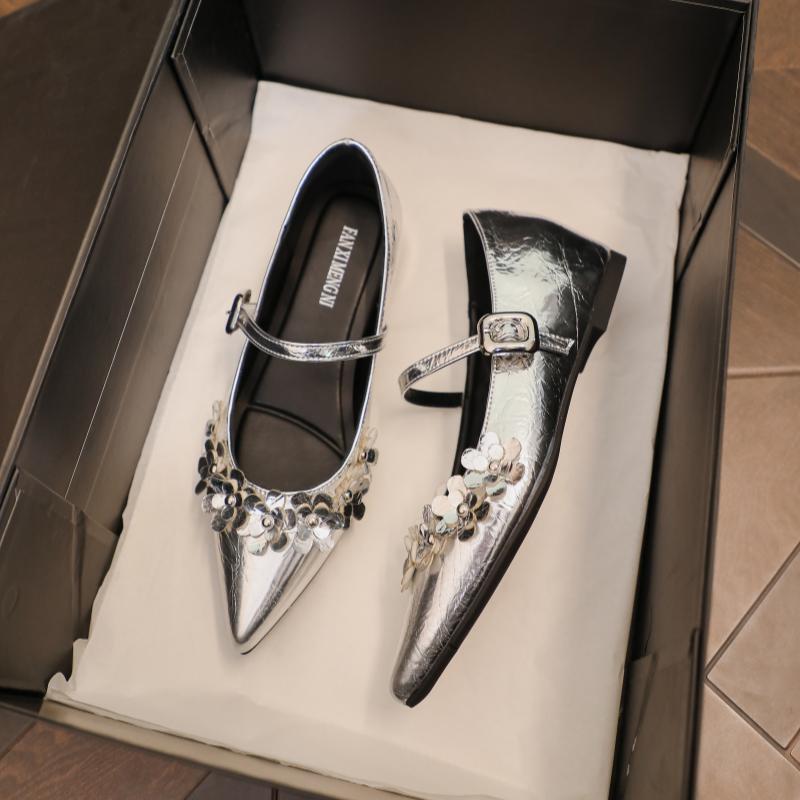 Shallow Single Shoes Women's 2025 Autumn New Heightening Rhinestone Super Foreign Style Word Belt French Mary Jane Women's Single Shoes