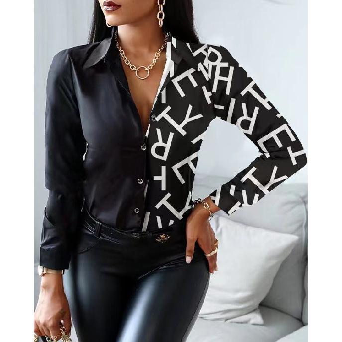 Jarní a podzimní novinka Dámské Univerzální Dlouhý rukáv Každodenní Business Dojíždění Elegantní Pohodlí Sexy spodní košile Top