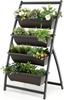TANGKULA Planter Garden 4 Flower Plant Gardening Flower Potted Plant with Drainage Multifunctional Storage Garden Large Vegetable Fruit Plant