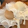 Lace Women's Straw Hat Spring Summer Sun Protection Cap Ins Big Brim Sun Hat  Girls