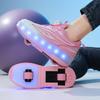 Children's runaway shoes Boys with lights Girls sports roller skating Walking wheel shoes Invisible double wheel runaway shoes