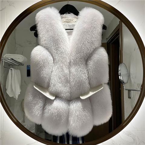 Europe, America, winter new young fur vest women's short fur integrated imitation fox fur vest