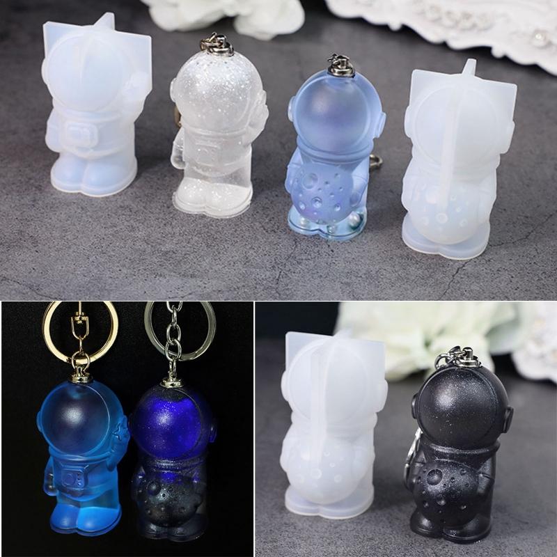 Astronaut Shaped Keychain Casting Silicone Mold Astronaut Molds Keychain Molds For Epoxy Resin With Hole