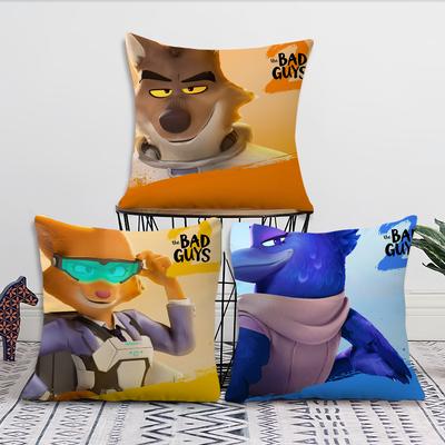 Cartoon Movie TThe Bad GGuys 2 Cushion Cover Pillow Case Square Cushion Room Bedroom Headboard Sofa Living Backrest Nap Time