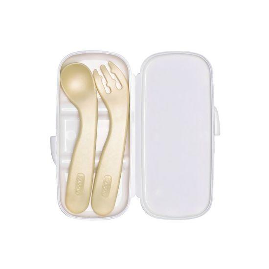 Edison Self-Feeding Spoon & Fork Set with Case Yellow