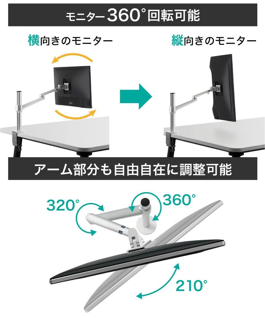 LOE Single Monitor Arm Display Desk Mount with Clamp, Simple and Stable, LOL1, Silver