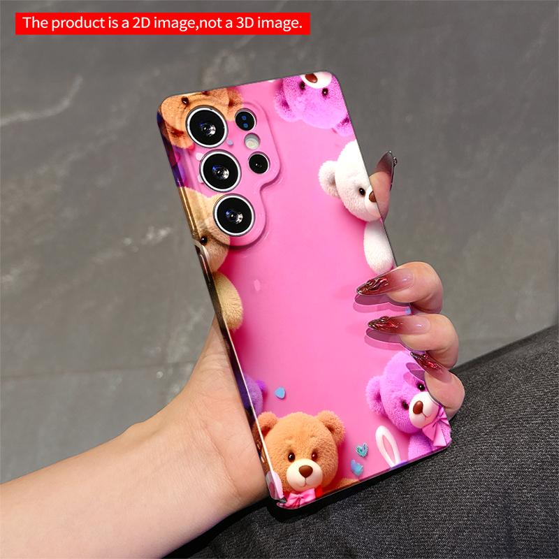 2DFlat Samsung phone case Pastel Teddy Bear Frame Phone Case Applicable to Galaxy S22 S23 S24 S25ULTRA S26 A12 A13 A14 A15 A16