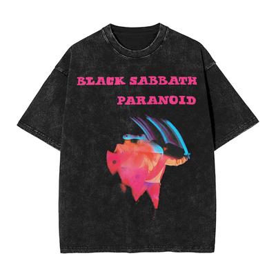 Black Sabbath paranoidní černá armáda Prané tričko Pánské Vintage Ležérní trička Plážový O-výstřih Módní tričko Nadrozměrné oblečení