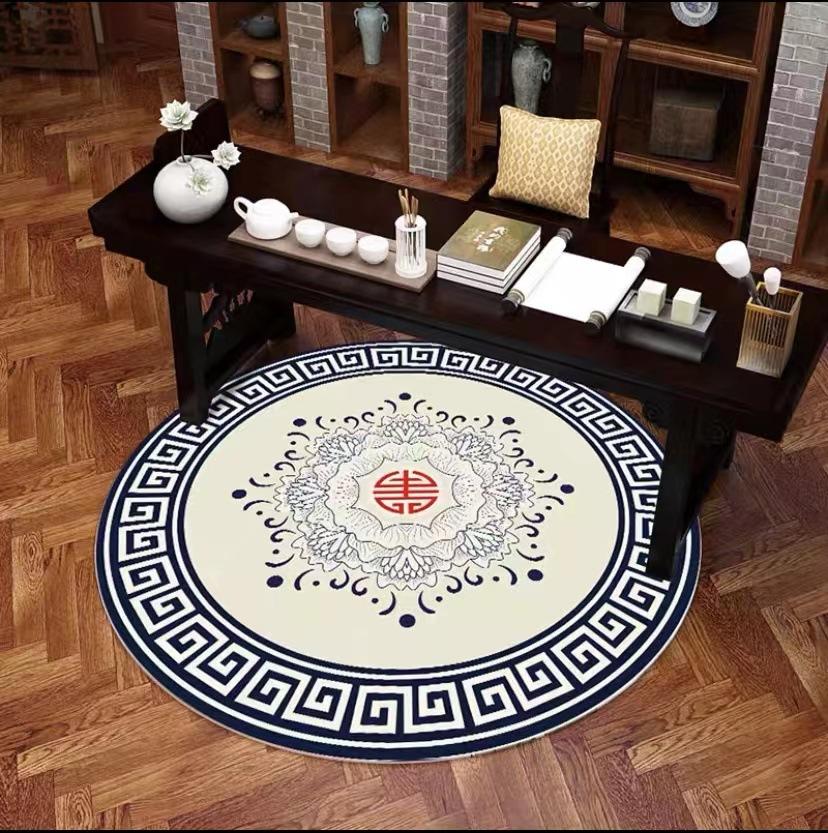 New Chinese Circular Carpet Chinese Style Living Room Bedroom Study Zhuzhou Round Blanket Fashion National Style Coffee Table Mat Bed Blanket