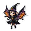 Halloween Car Rearview Mirror Charm Cartoon Bat/Cat/Ghost/Witch Acrylic Pendant 2D Flat Auto Interior Accessories for Cat Backpack Phone