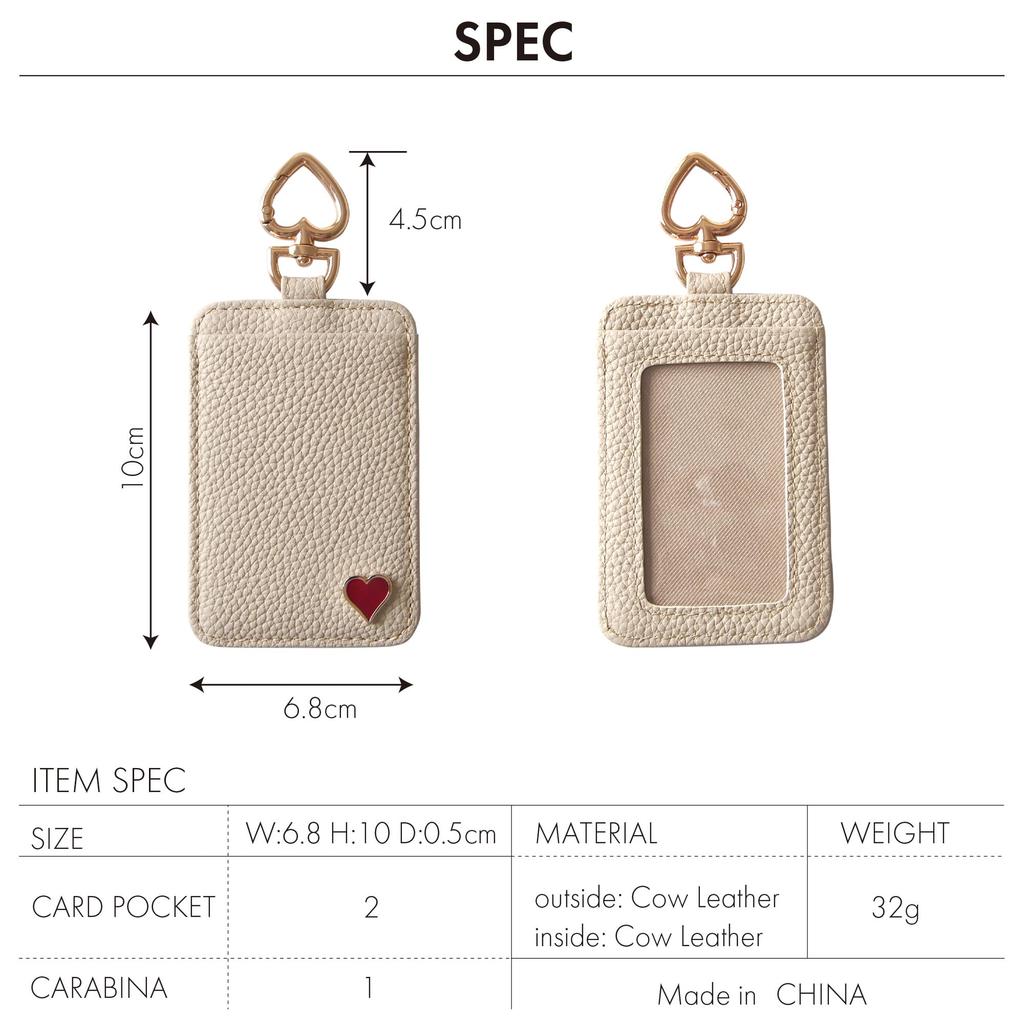 Porte-cartes Leathertone pour femme en cuir véritable avec breloque cœur, peut contenir 2 cartes IC, et présente un joli design en pierre naturelle. Une pièce d'identité élégante et chic