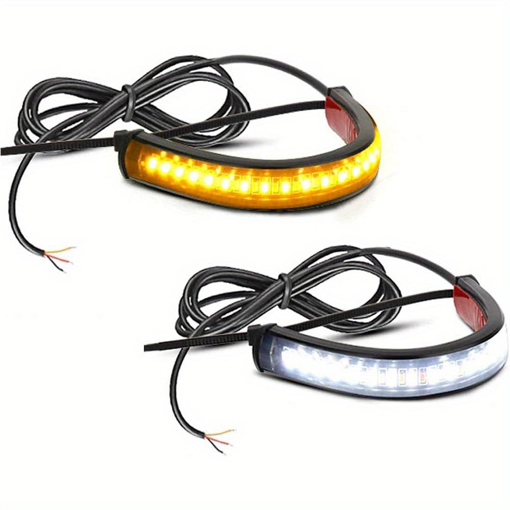 

2PCS Flexible Switchback White Amber Motorcycle LED Fork Turn Signal Blinkers DRL Daytime Running Light Universal Fit Motorbike