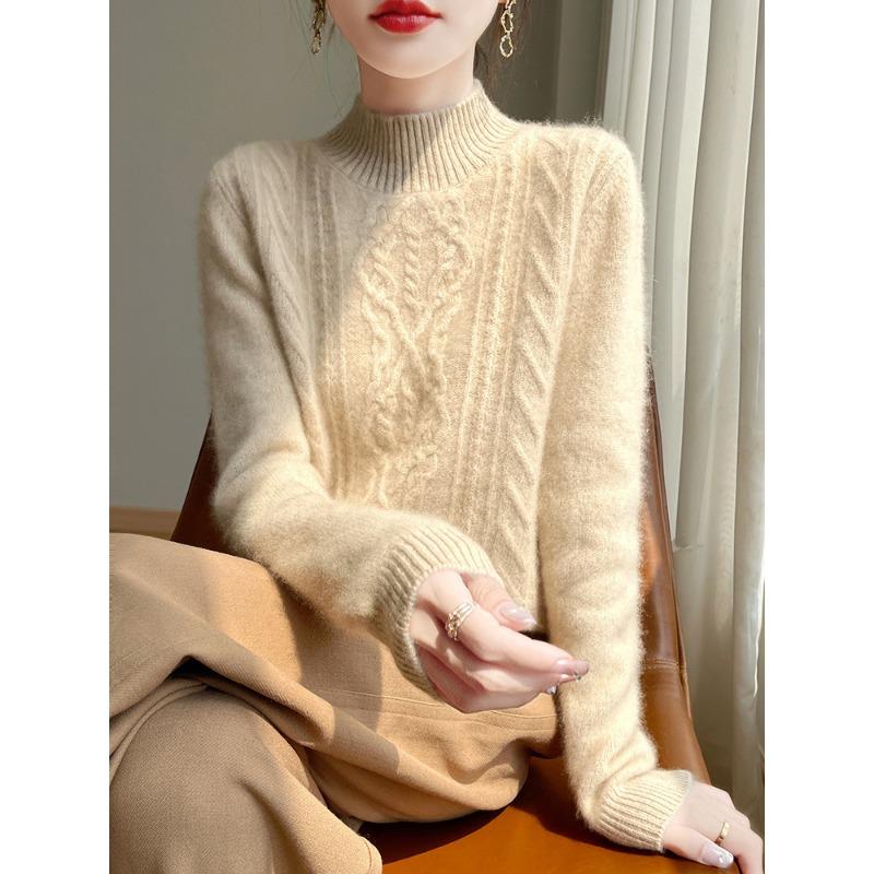 Thickened Half-high Neck Sweater Autumn and Winter Style Fashionable and Versatile Skin-friendly and Warm Cashmere Knitted Base Sweater