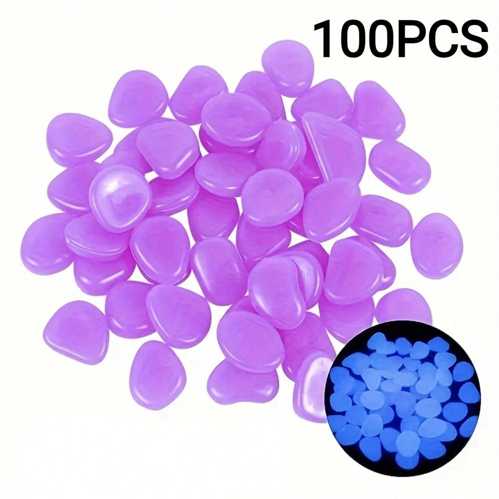 100Pcs Glow In The Dark Pebbles - Resin Luminous Stones Glow Garden Pebbles, Outdoor Indoor DIY Glow Decor Stone Ornament