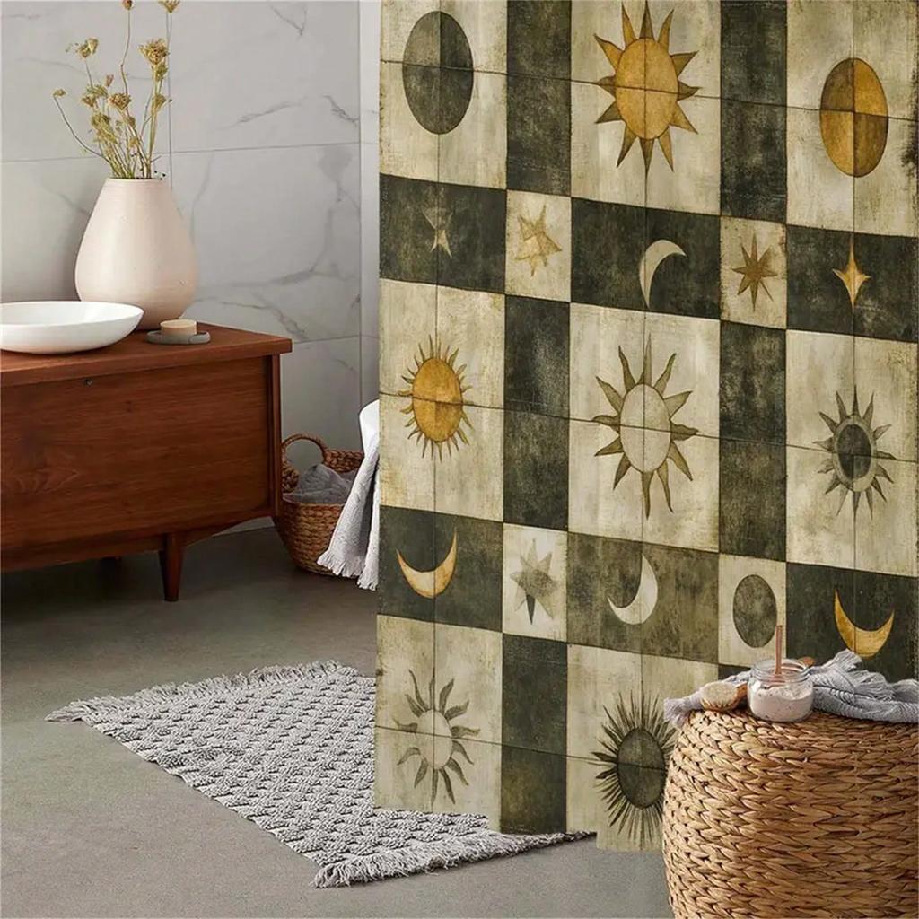 Celestial Chess Shower Curtain: Embrace The Unique Design, Soft Fabric, And Timeless Vibes For Your Elegant Bathroom