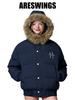 ARES Retro Embroidered Men's Winter Coat with Detachable Fur Collar