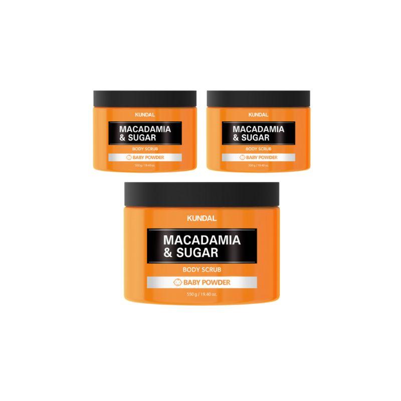 KUNDAL Macadamia Sugar Body Scrub Baby Powder 550g Exfoliating Smoothing Dead Skin Care 550g Korean Skincare K-Beauty