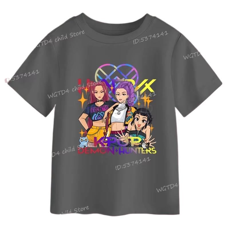 Summer Movie Kids T-shirt KPop Demon Hunters Cool Girls Tee Top Funny Gift Men Women Cotton Tshirt K-Pop Demon Hunters Clothes