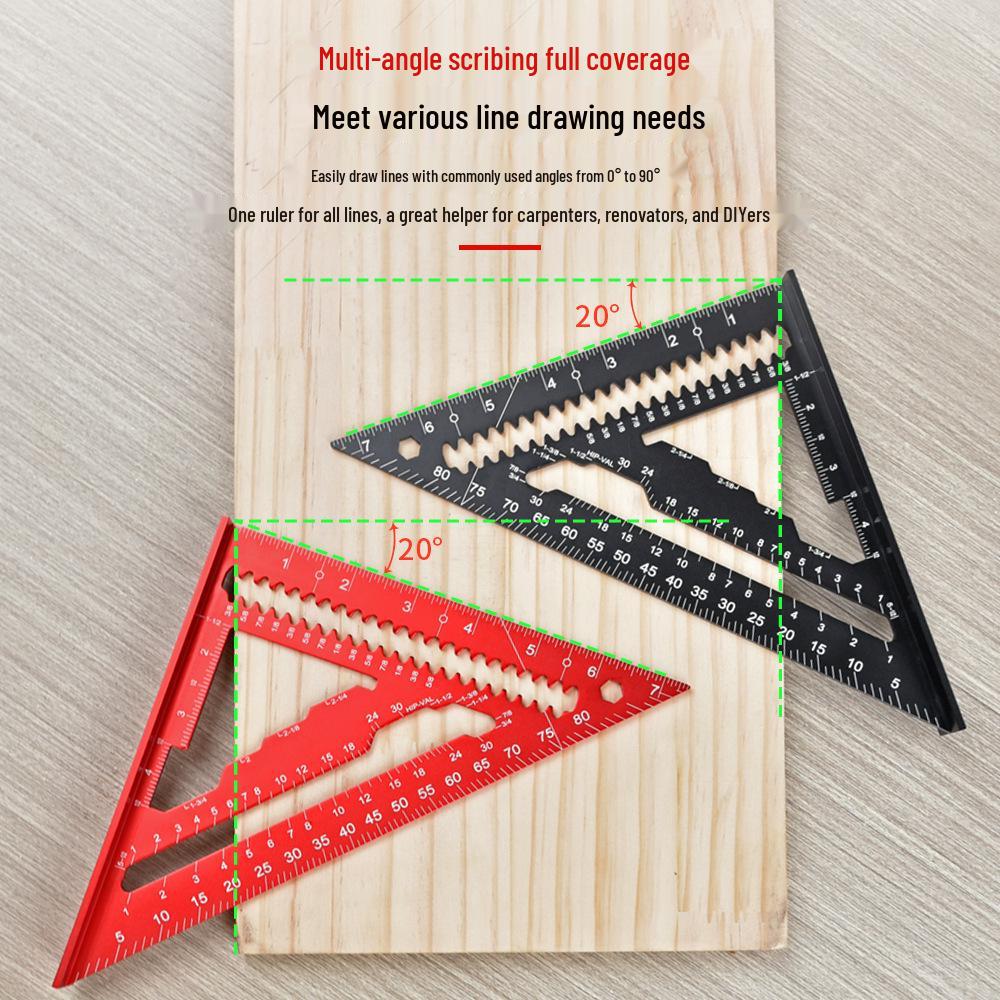 Aluminum Alloy Triangle Ruler - Stepped Groove for Woodworking, 7 & 12 Inch Adjustable Right Angle Guide