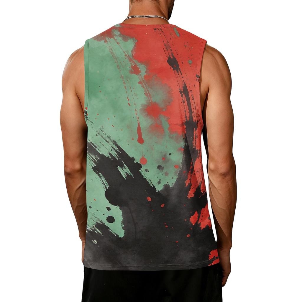 Herren Ärmelloses Tanktop Lässig Trendig Farbspritzer-Print Atmungsaktiv Sportliches Muskelshirt Leichtes Sommer-Trainingsweste