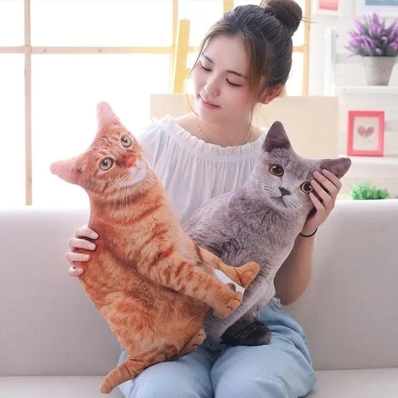 1PC 50CM 3D Simulation Cats Pillow Cute Animal Washable Plush Stuffed Kids Toy Sofa Pillows Home Decoration Kawaii Room Decor