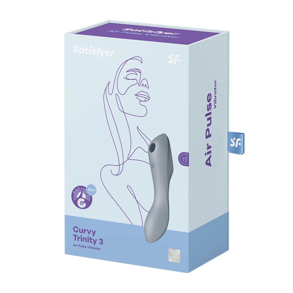 Air Massage Vibrator - Satisfyer Curvy Trinity 3 Blue Grey