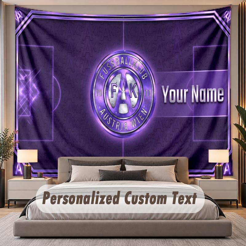 Custom Name Text Tapestry Austria Wien FC Personalized Polyester Wall Tapestry For Bedroom And Room