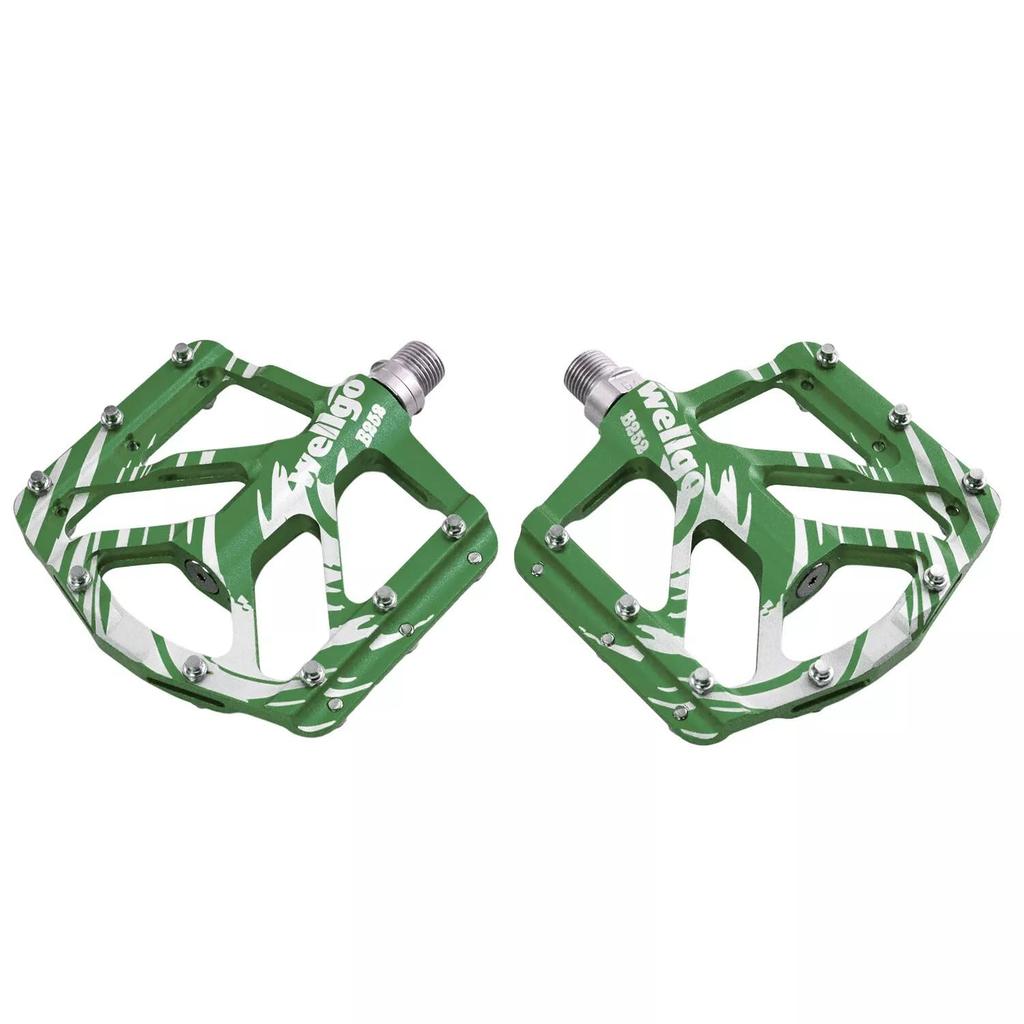 Wellgo B252 Flat Pedals Low Profile Design, Green,WE3099